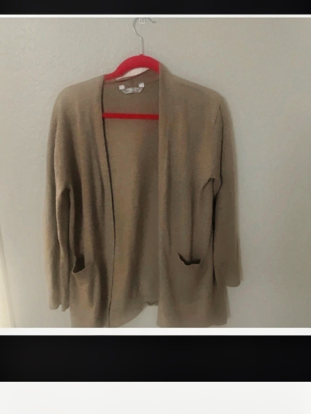 Women's Beige Open-Front Women's Cardigan Sweater Cashmere Blend